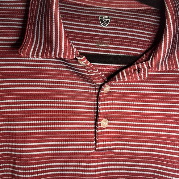 Nike Golf Polo Shirt Mens Burgundy Dri Fit Short Sleeve Striped Medium - Picture 3 of 7